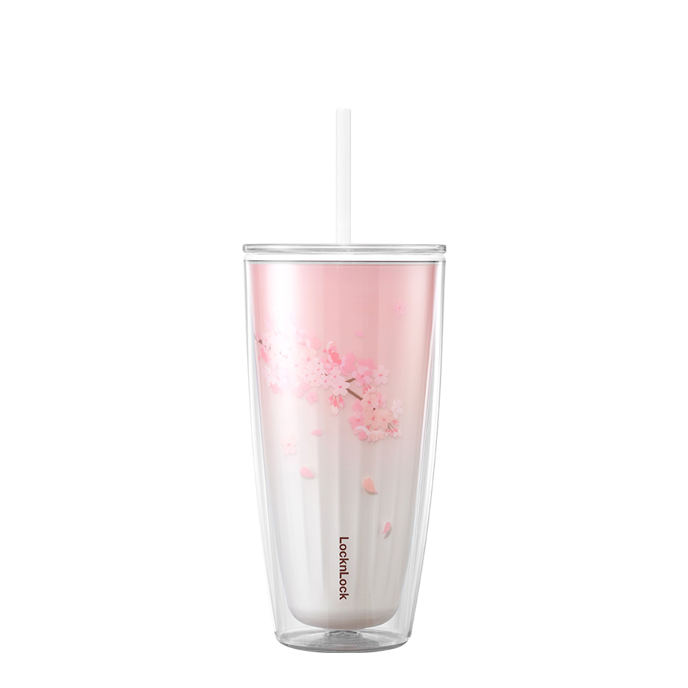 Ly Nhựa 2 Lớp LocknLock Kèm Ống Hút Cherry Blossom Double Wall Cold Cup 750nl - 2 Màu (Hồng, Trắng) - HAP522PIK, HAP522WHT, , large image number 4